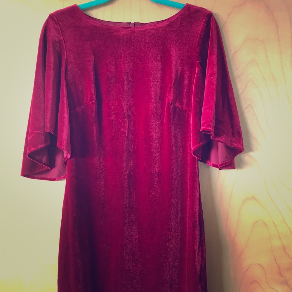 Belle Badgley Mischka red velvet cocktail dress 8